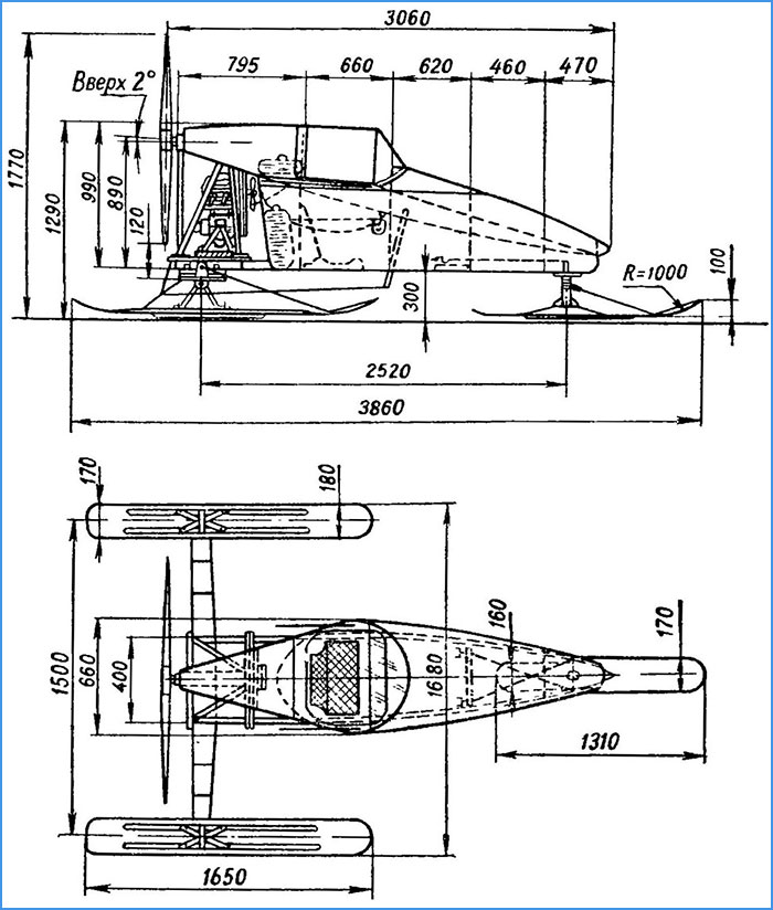 Аэросани самодельные с маломощным двигателем (чертежи) :: syl.ru