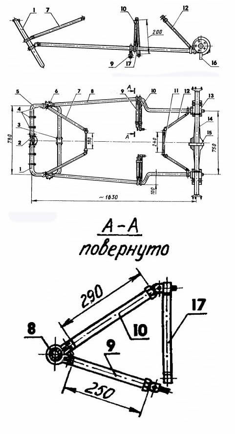 Чертеж рамы мотовездехода