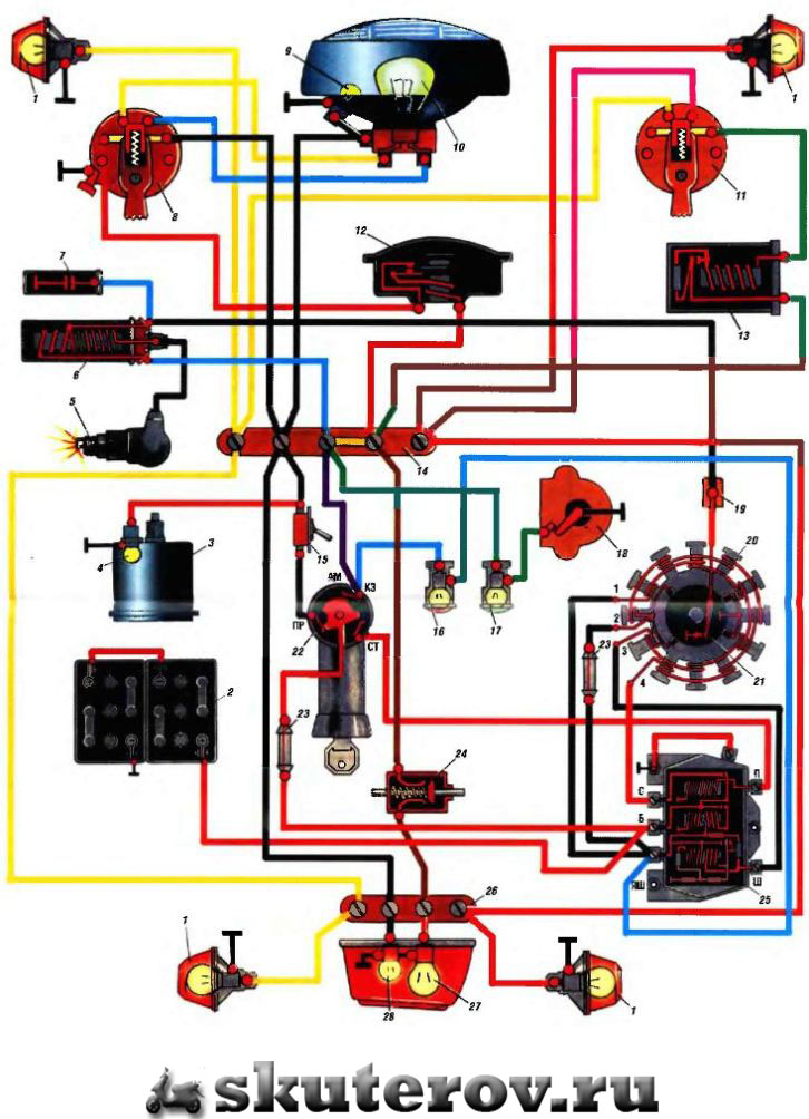 Электрическая схема мотороллера Муравей