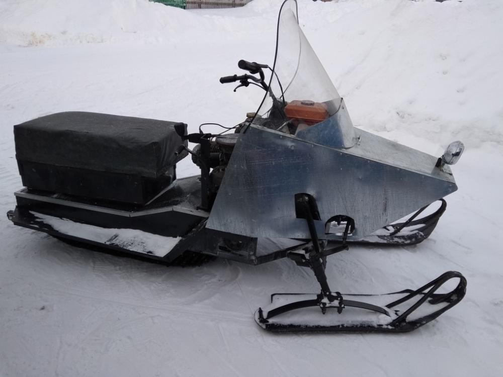 Как сделать из снегоката снегоход при помощи двигателя от пилы