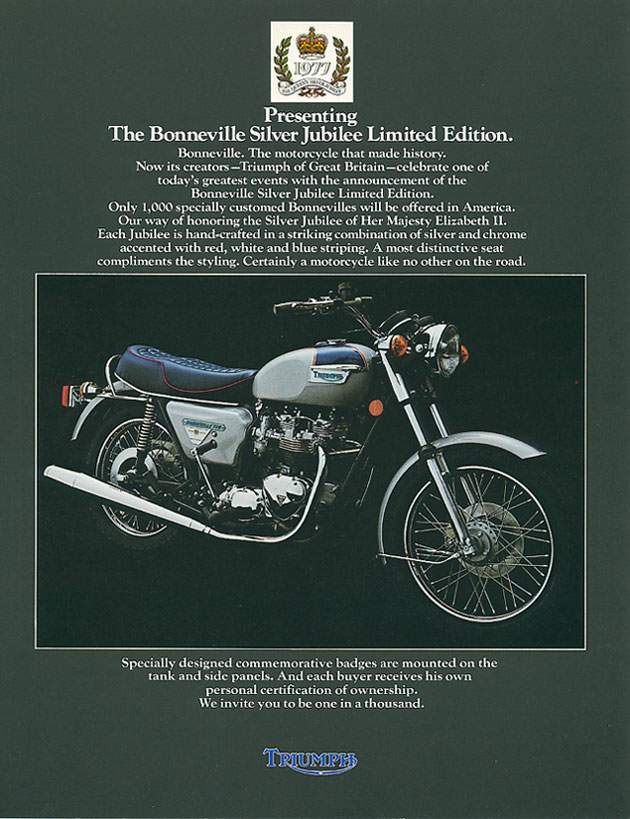 Мотоцикл Triumph Bonneville 750 T140V Silver Jubilee (1977)