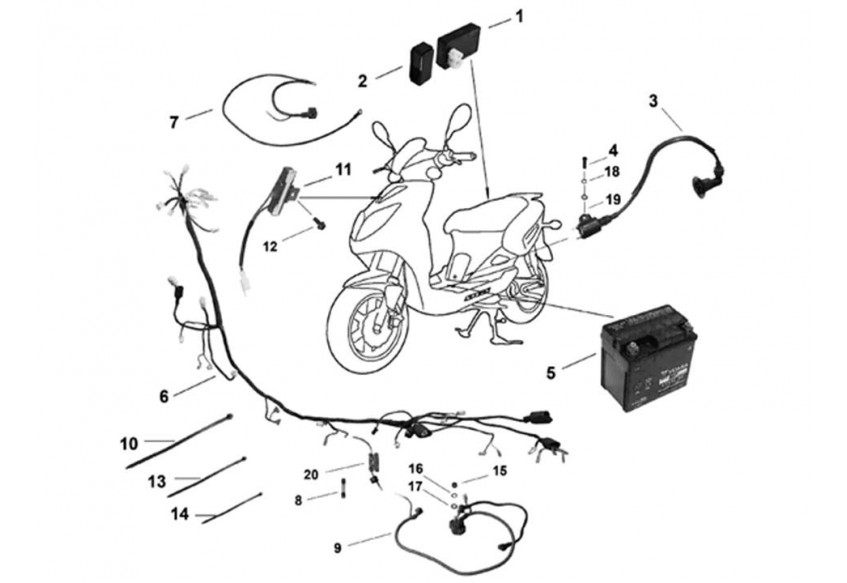 Электрическая схема проводки китайского скутера 4т 125 и 150 cc