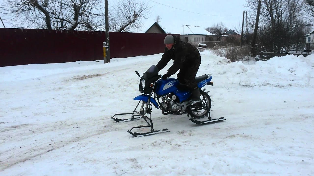 Снегоход из мопеда своими руками видео